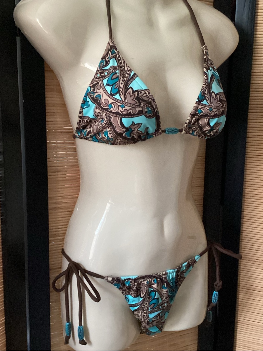 Vintage Y2K VENUS bikini 2 piece swimsuit Sz XS B cup EUC tribal print
